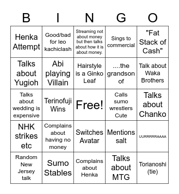 Leo Bingo Card