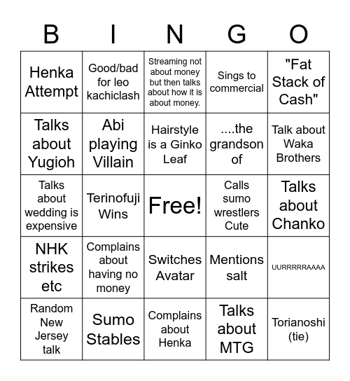 Leo Bingo Card