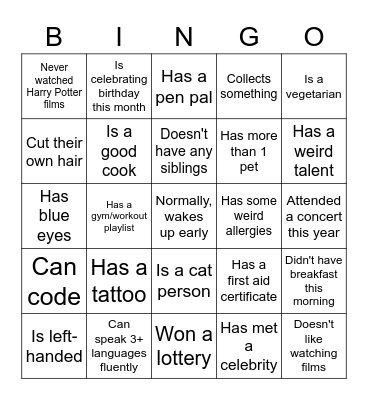 S.C.O.R.E bingo Card