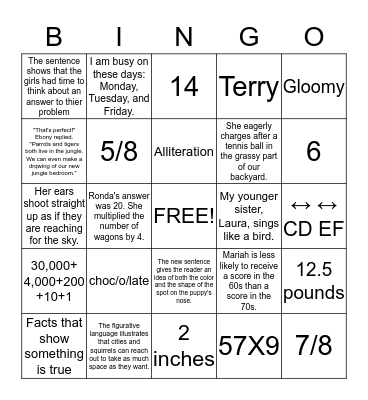 Fourth Grade Common Assessment Practice Bingo Card