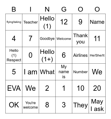 TCGHMandarin: C03-L01 Bingo Card