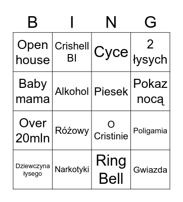 Sunset Bingo Card