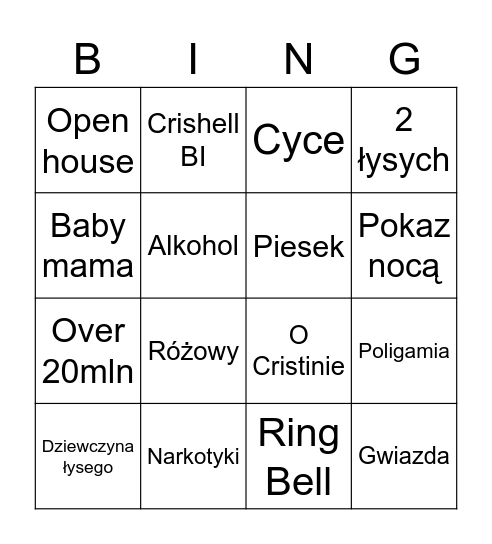Sunset Bingo Card