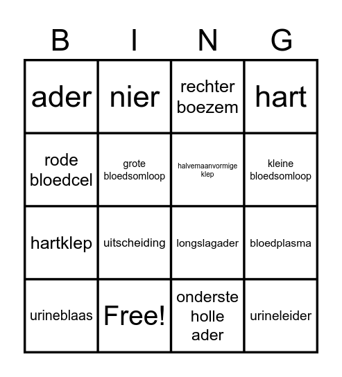 bloedsomloop Bingo Card