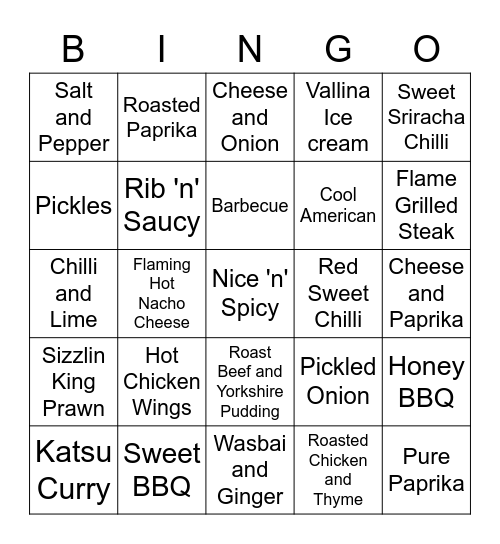 Jay Round 1 (Crisps/Chips) Bingo Card