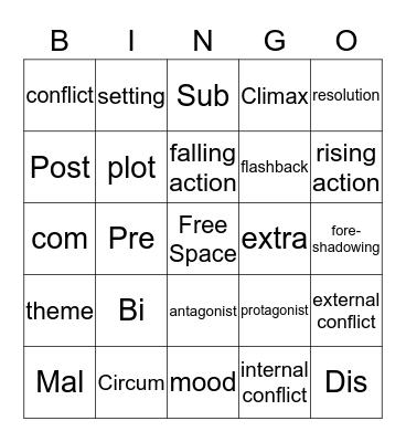 Language Arts Review Bingo Card