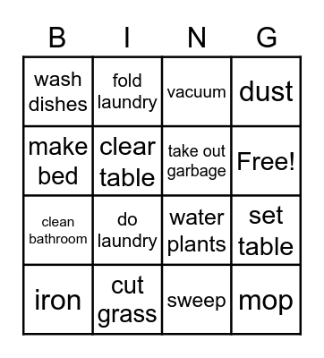CHORES Bingo Card