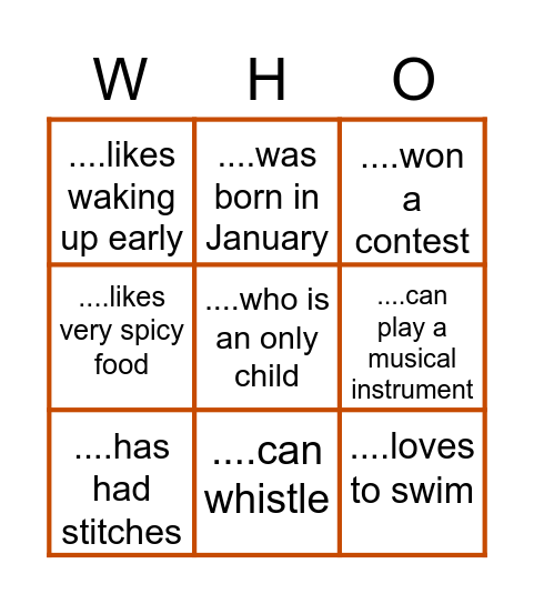 Find Someone Bingo Card