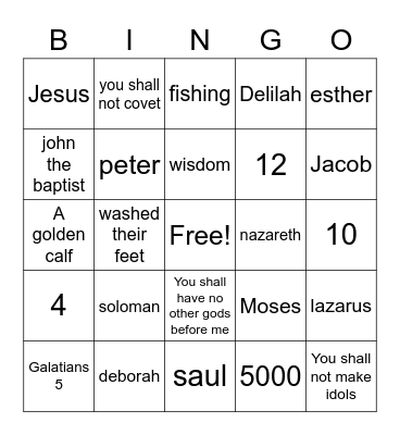 Bible Bingo Card