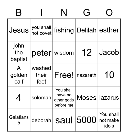 Bible Bingo Card