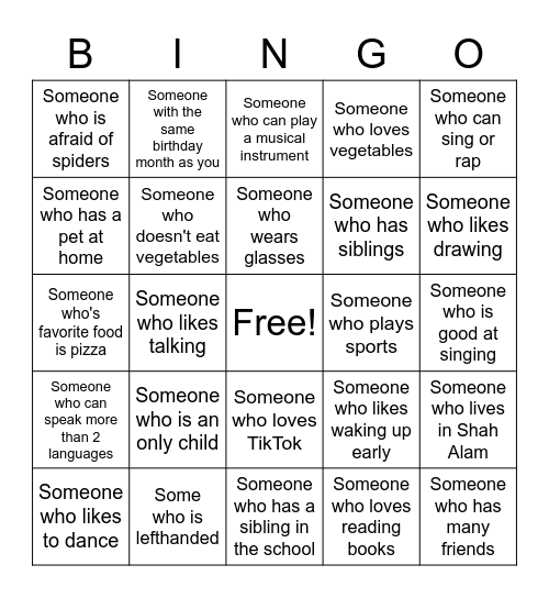 HUMAN BINGO Card