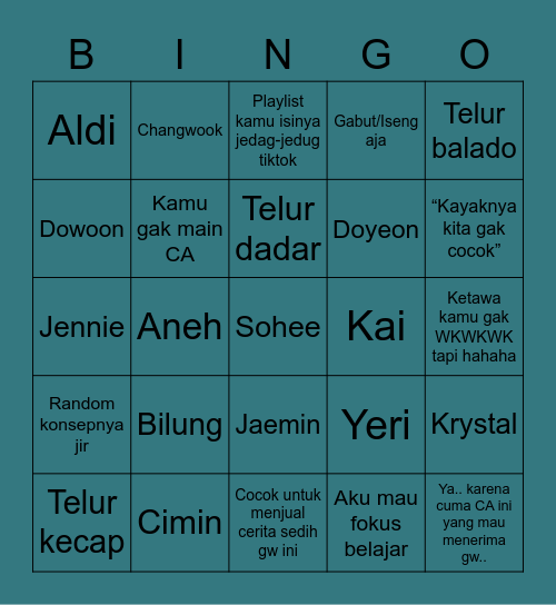 Bai Bingo Card