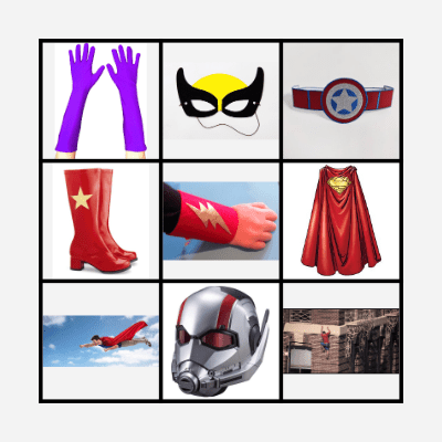Clothes and Powers Bingo Card