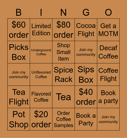 ☕ Bonus Prize Bingo ☕ Bingo Card