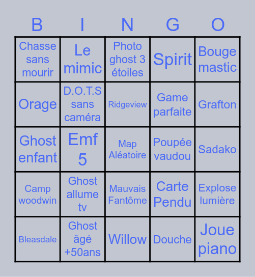 Bingo Phamophobia #LicorneBleu Bingo Card