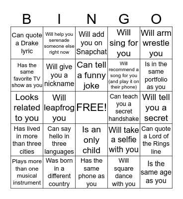 AIESEC UBC INDUCTION DAY JAN 2016 Bingo Card