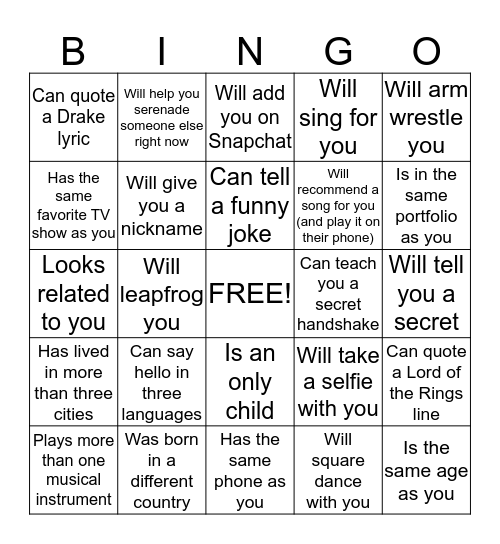 AIESEC UBC INDUCTION DAY JAN 2016 Bingo Card