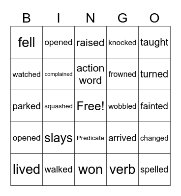 Simple Predicates Bingo Card