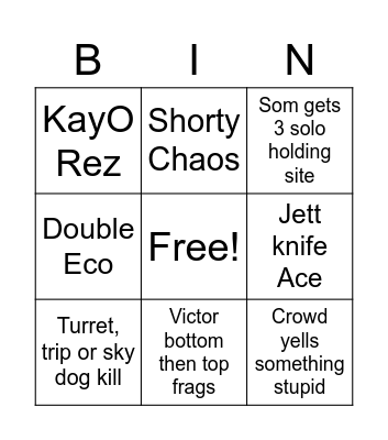 Bin Go Bingo Card
