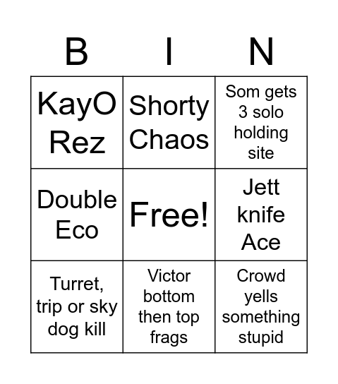 Bin Go Bingo Card