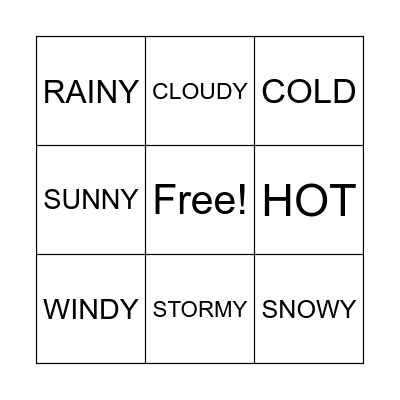 Weather Bingo Card