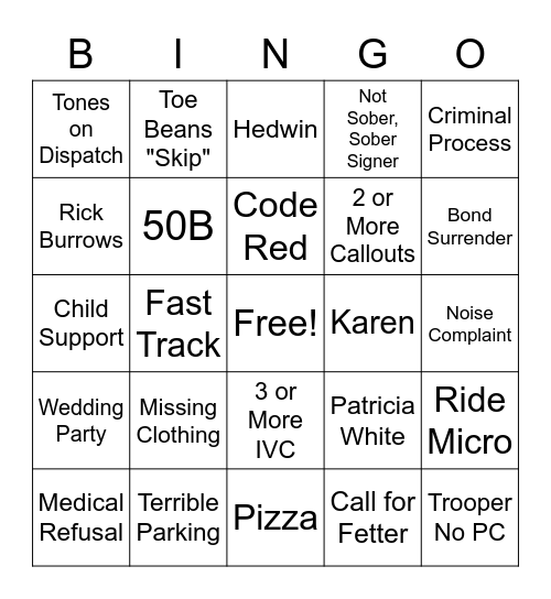 Front Desk Bingo Card