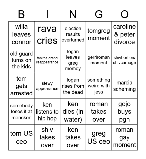 succ finale Bingo Card