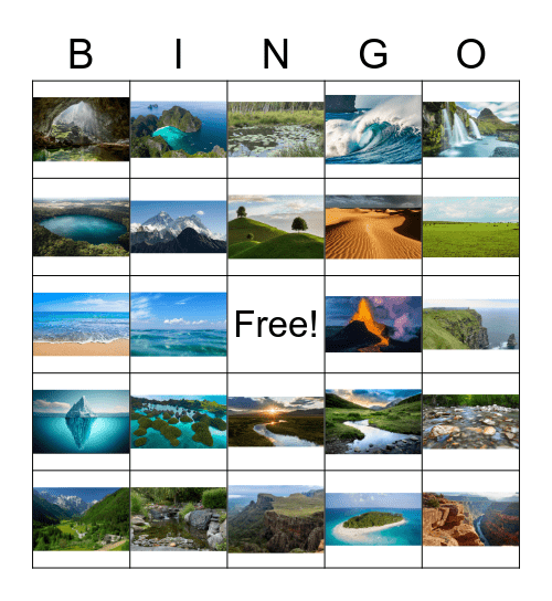 Landforms of Earth BINGO Card