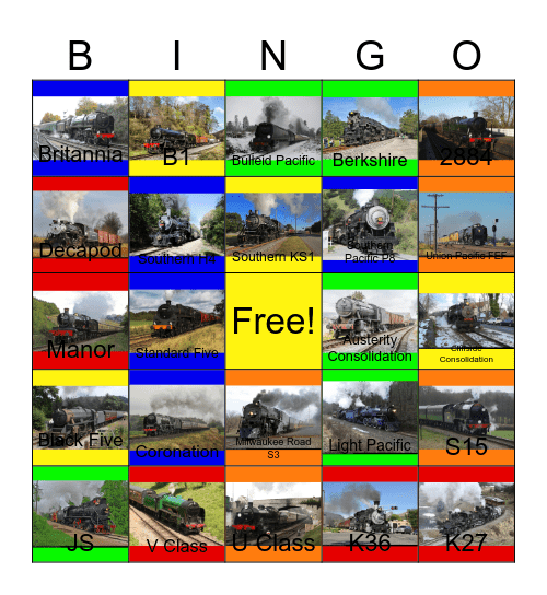 Steamin' In 2013 Bingo Card