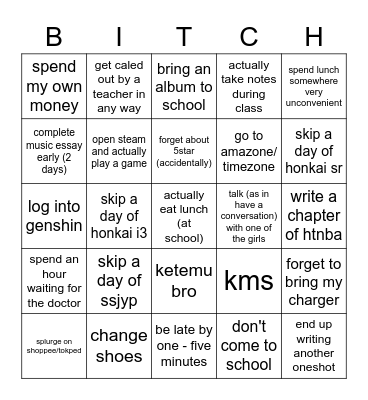 bitchngo Bingo Card