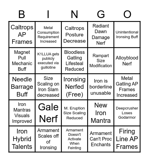 Deepwoken 5/29/23 Bingo Card