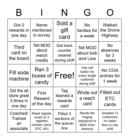 TJMaxx Bingo FE Bingo Card
