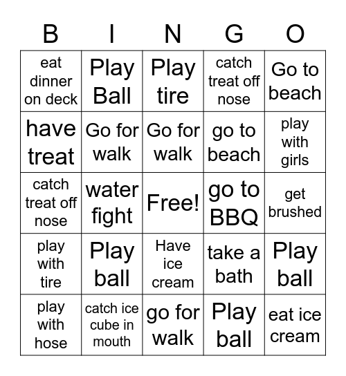 Summer Fun Bingo Card