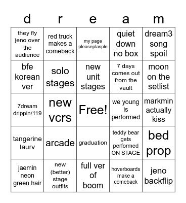 tds2.5 concert bingo Card