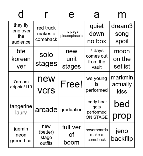 tds2.5 concert bingo Card