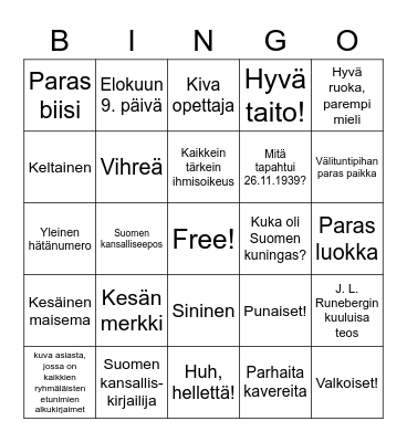 Kevät 2023 Bingo Card