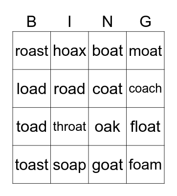 'oa' bingo Card
