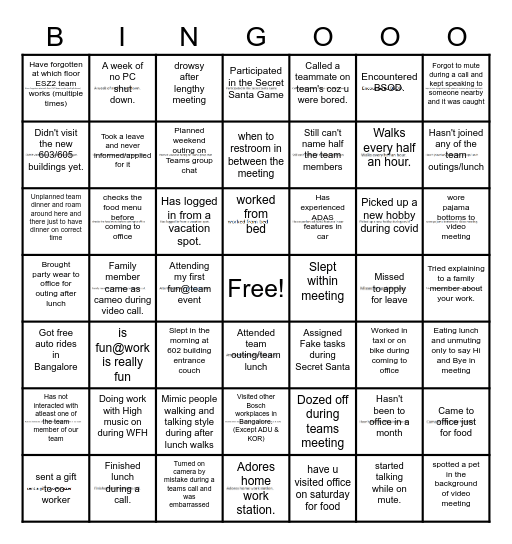 Bingoo Bingo Card