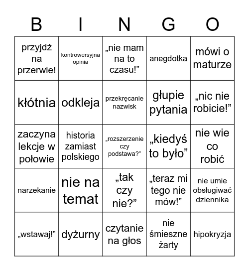 POLSKI😃👍 Bingo Card