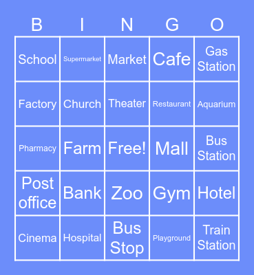 Places! Bingo Card