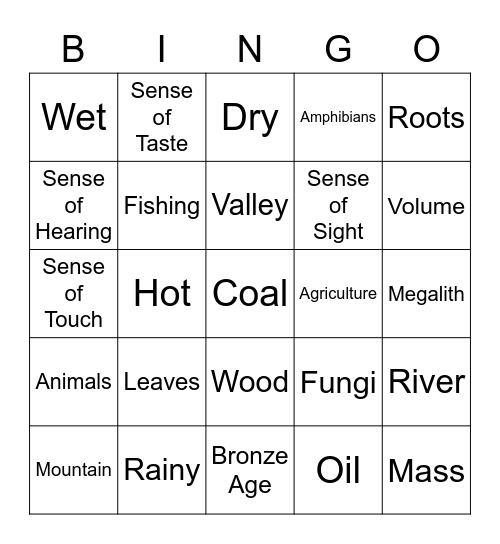 Quarto Bingo Card