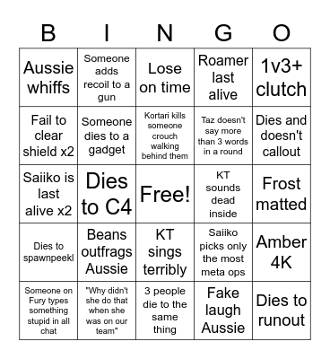 Fury vs Bliss bingo Card
