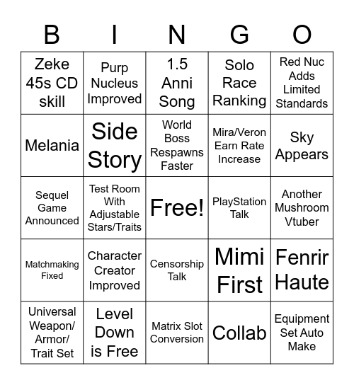 TOF CN V3.1 BINGO Card