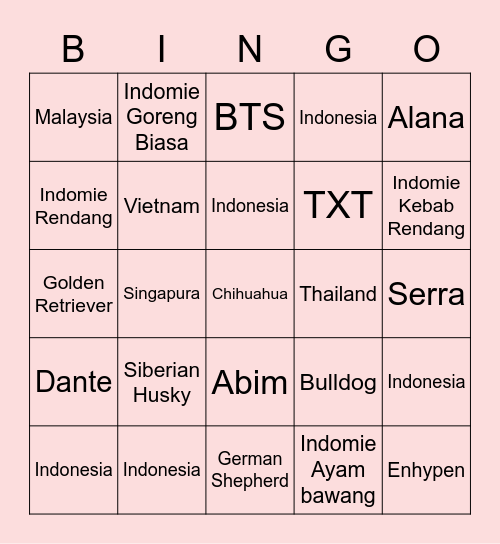 Alesha’s Bingooo!! Bingo Card