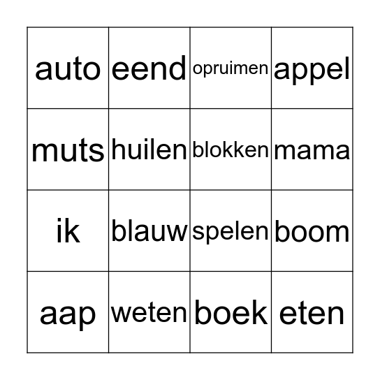 Spreken Met Ondersteuning van Gebaren Bingo Card