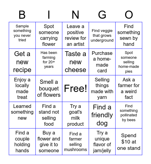 Farmer's Market BINGO! Bingo Card