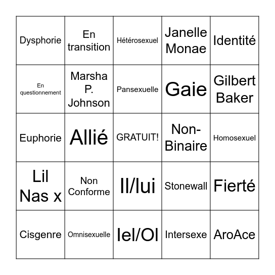 2SLG B...INGO TQIA+ Bingo Card