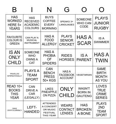 BISHOPS BINGO Card