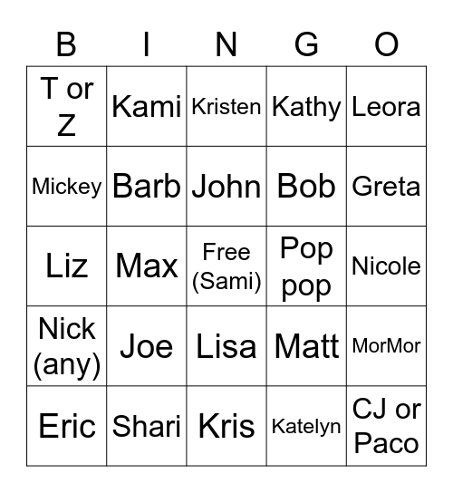 Who's Crying? Bingo Card