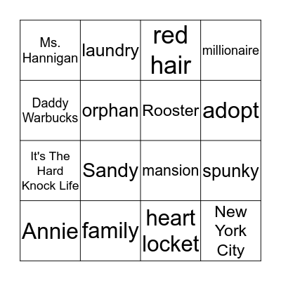 Annie Bingo Card